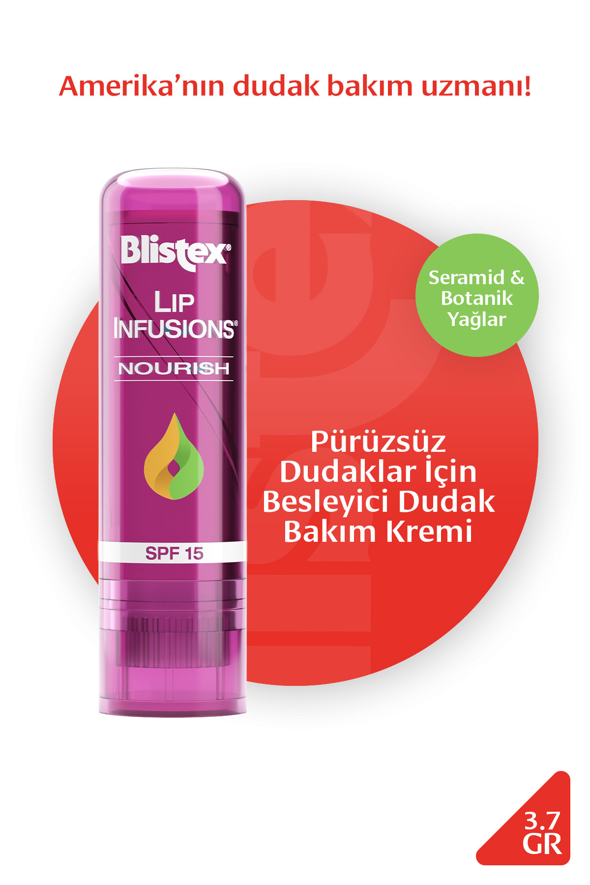 Blistex Lip Infusions Nourish - Spf 15 Pürüzsüz Dudaklar Için Besleyici Dudak Bakım Kremi