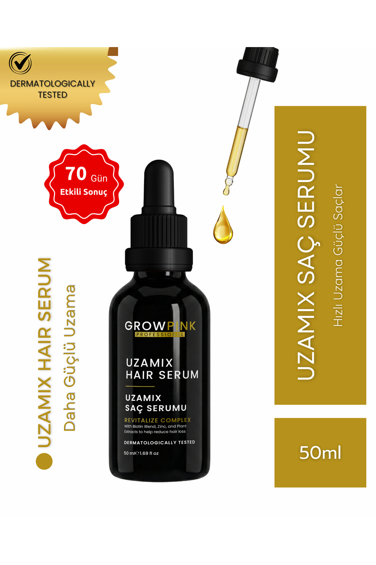 GROWPİNK Saç Uzatıcı Serum 50 ML – Hızlı Saç Uzatan, Gürleştiren ve Güçlendiren Bakım Serumu