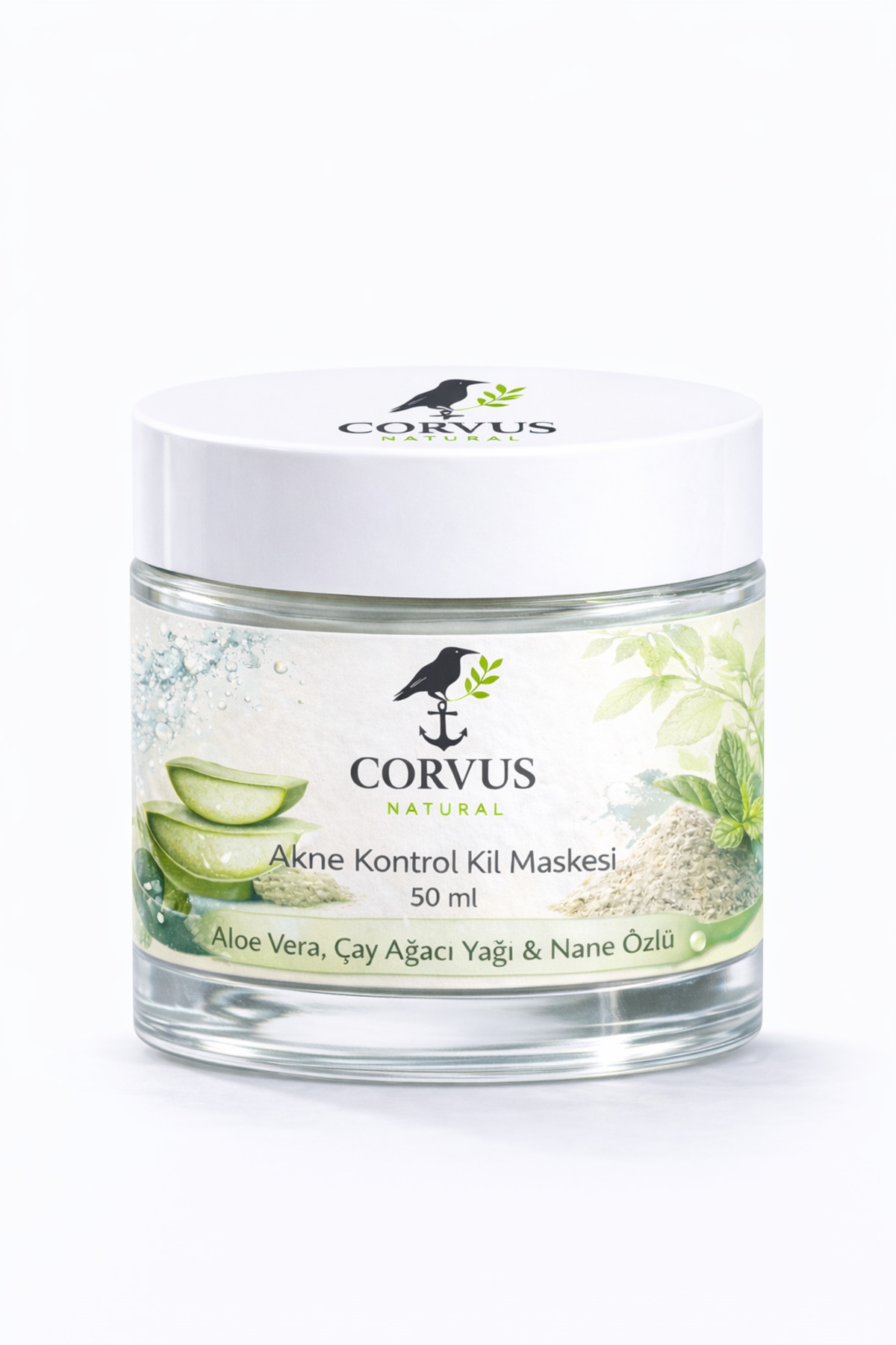 Corvus Natural Akne Kontrol Kil Maskesi – Akne Önleyici ve Sebum Dengeleyici Cilt Bakım Maskesi 50 ml.