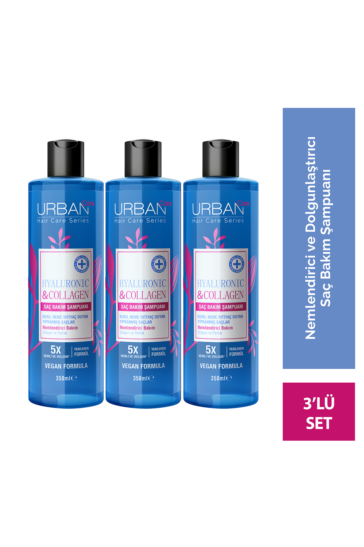 Urban Care Hyaluronic & Collagen Ekstra Dolgunlaştırıcı Saç Bakım Şampuanı-350 ml-vegan x2