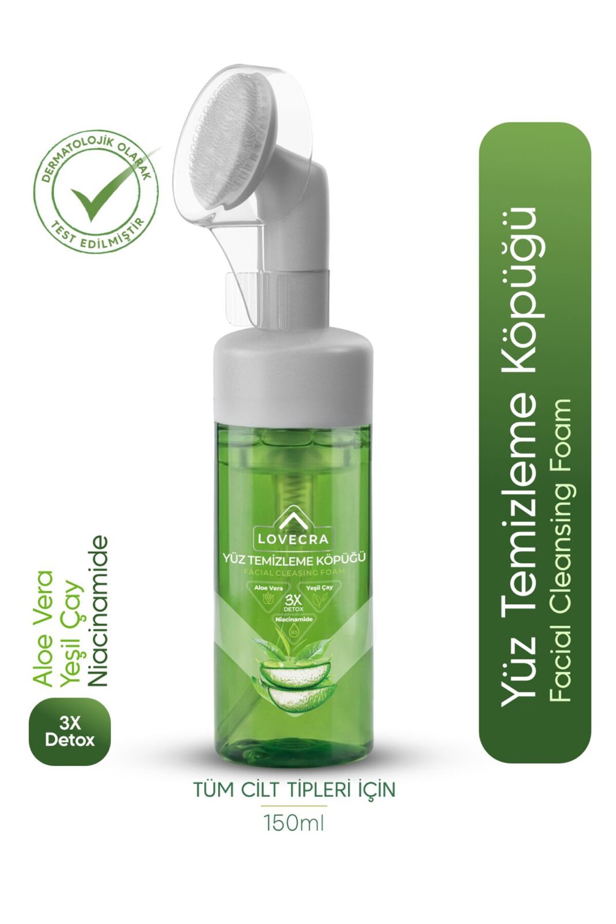 LOVECRA Aloe Vera Yüz Temizleme Köpüğü Gözenek Arındırıcı Derinlemesine Temizlik Canlılık 150 ml