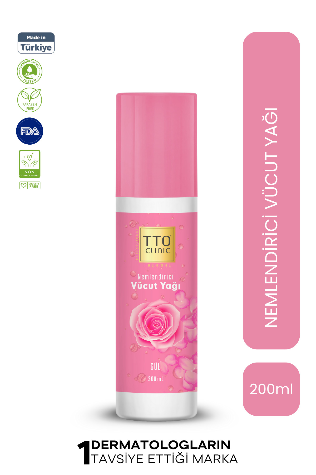 TTO Clinic Nemlendirici Vücut Yağı - Gül Kokulu Banyo Yağı 200ml