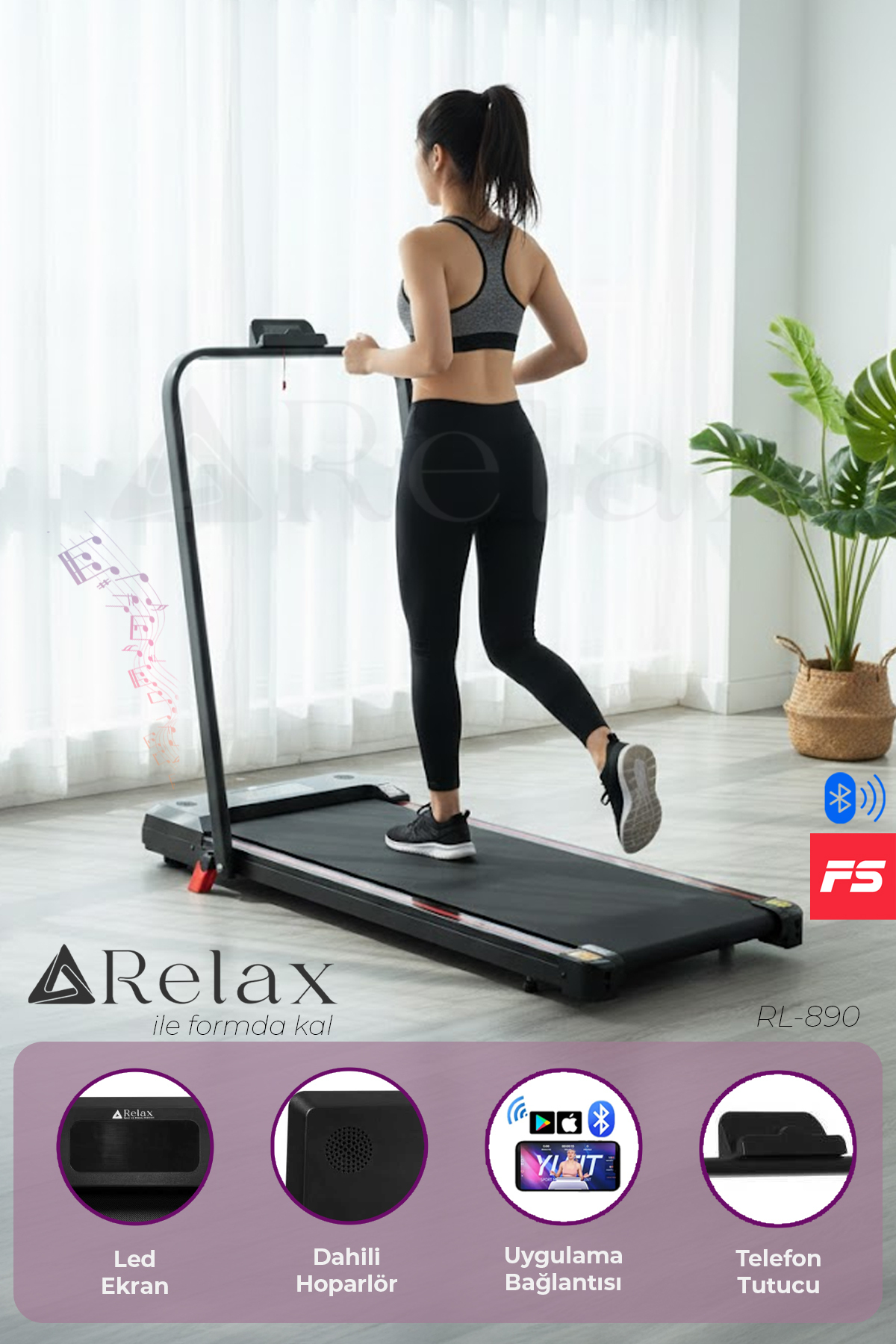 Relax Bluetoothlu Uzaktan Kumandalı Portatif Yürüme Ve Koşu Bandı RL-890 Kargo Bedava