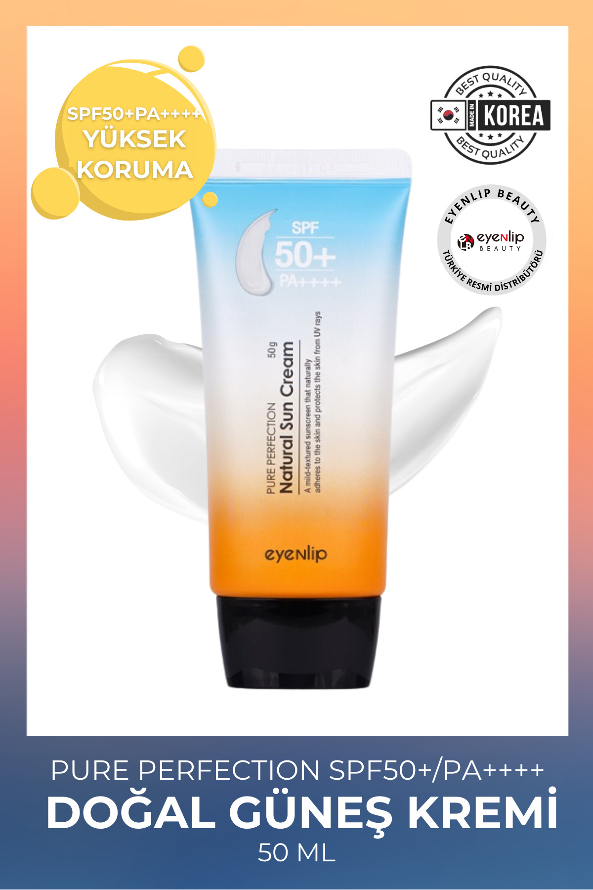 Eyenlip Beauty Pure Perfection Doğal Güneş Kremi SPF50+/PA++++ 50 ml