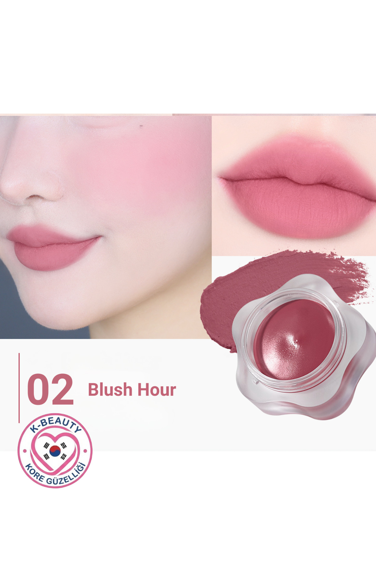 DEAR.MAY Pure Falling Mood Lip Pot - Çok Amaçlı Renkli Dudak ve Yanak Balmı 6,5g - 02 Blush Hour