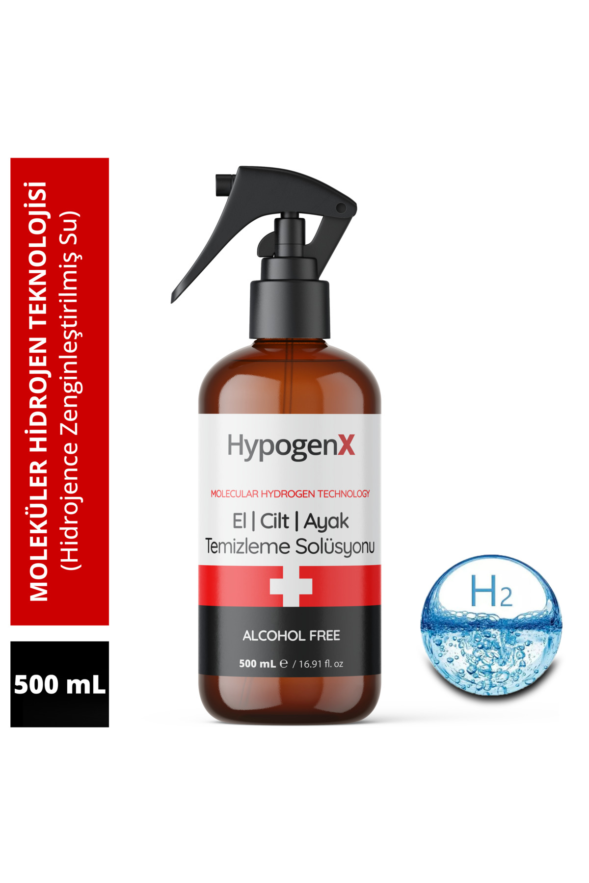 HypogenX El | Cilt | Ayak Temizleme Solüsyonu - 500 mL (Hipokloröz Asit Bazlı,Alkolsüz)