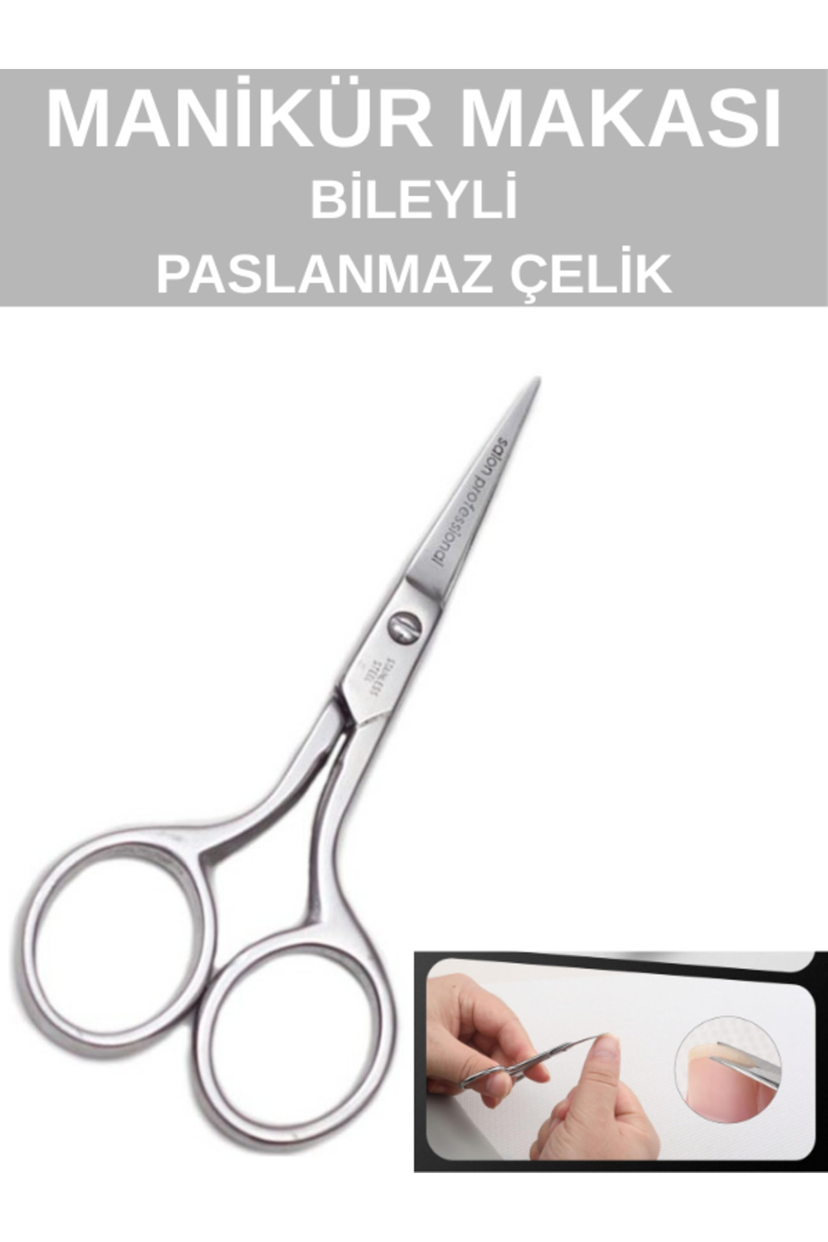 SheMask Manikür Makası Paslanmaz Çelik - Tırnak Makası Kütikül Makası Et Makası Pedikür Makası Profesyonel