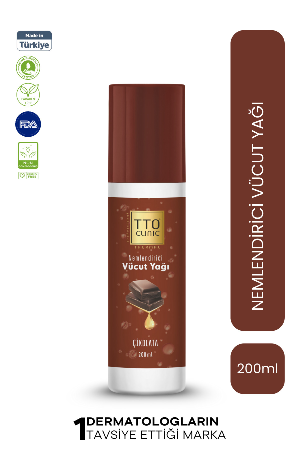 TTO Clinic Vücut Yağı Çikolata 200 ml (ÇAY AĞACI YAĞI / TEA TREE OIL)