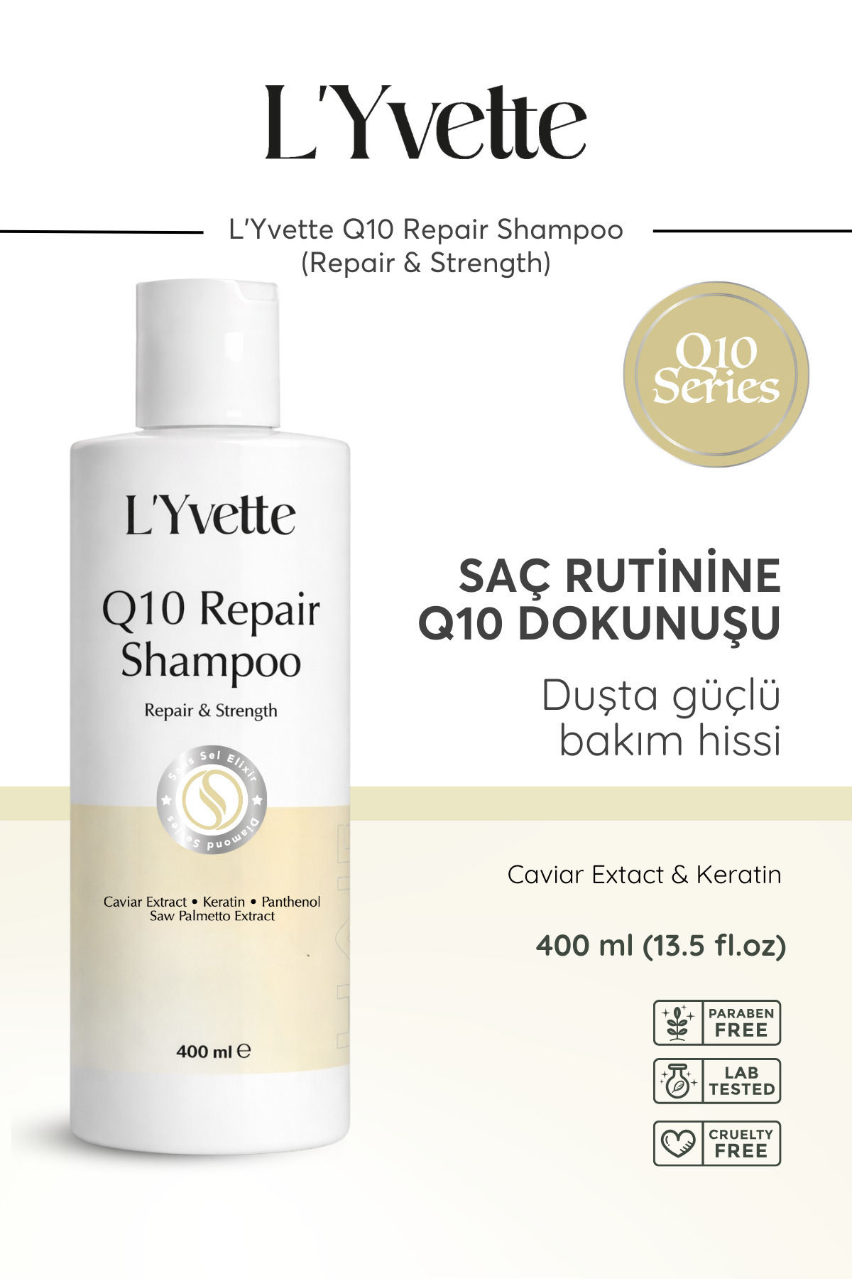 L'Yvette Biotin, Kafein ve Keratin İçeren Tuzsuz & Sülfatsız Güçlendirici Saç Bakım Şampuanı