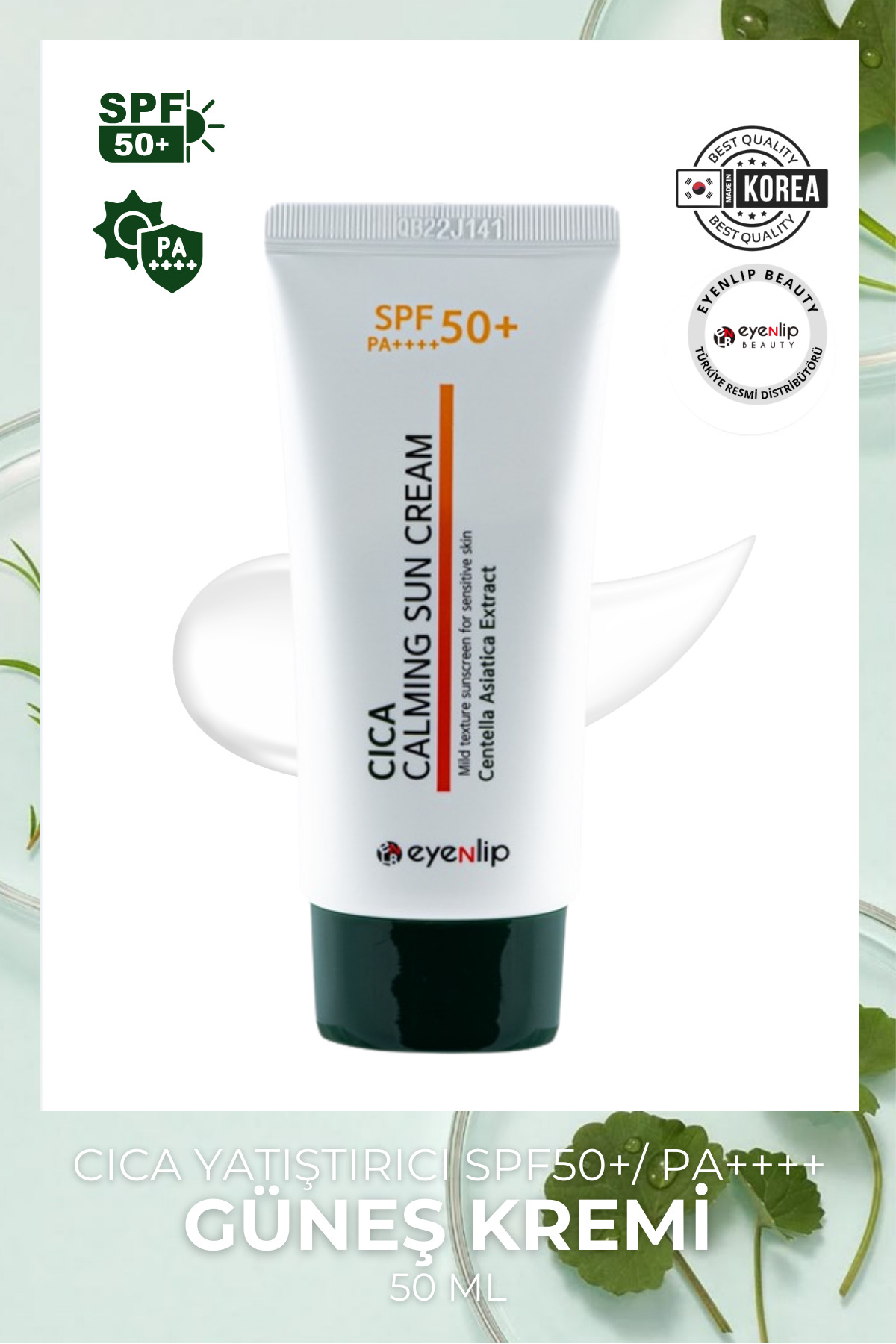 Eyenlip Beauty Cica Yatıştırıcı&Onarıcı SPF50+/ PA++++ Uv KorumaLI Güneş Kremi 50 ml