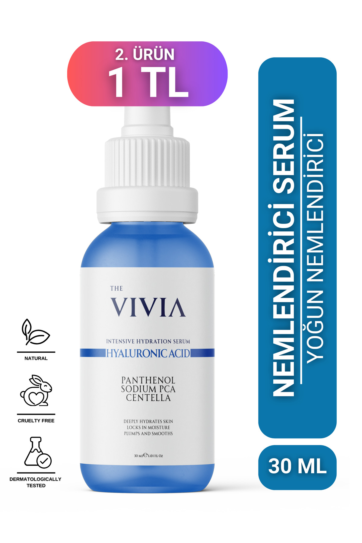 The Vivia Yoğun Nemlendirici, Dolgunlaştırıcı, Yenileyici ve Onarıcı Cilt Serumu Hyaluronic Acid, 30 ml