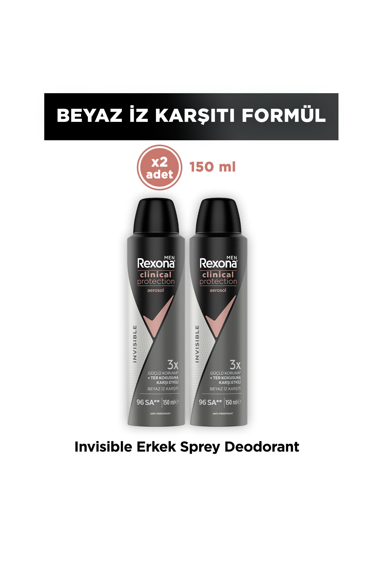 Rexona Men Clinical Protection Spray Deodorant Invisible 150 ml x2