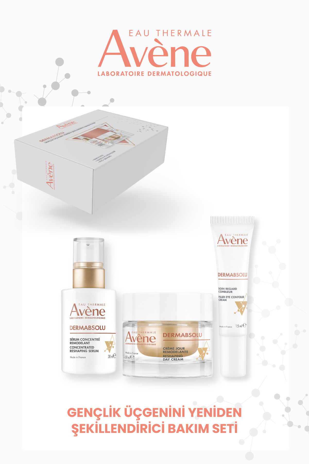 Avene DermAbsolu Çizgi Açıcı Toparlayıcı, Canlandırıcı ve Sıkılaştırıcı Bakım Seti