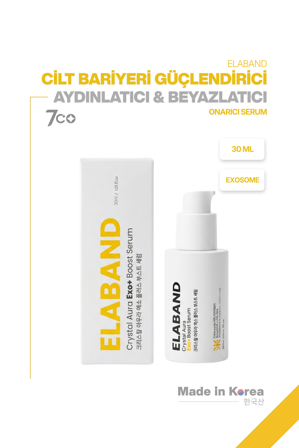 ELABAND Exosome | Cilt Bariyeri Güçlendirici | Aydınlatıcı | Beyazlatıcı | Onarıcı |Komple Bakım Serumu 30ml