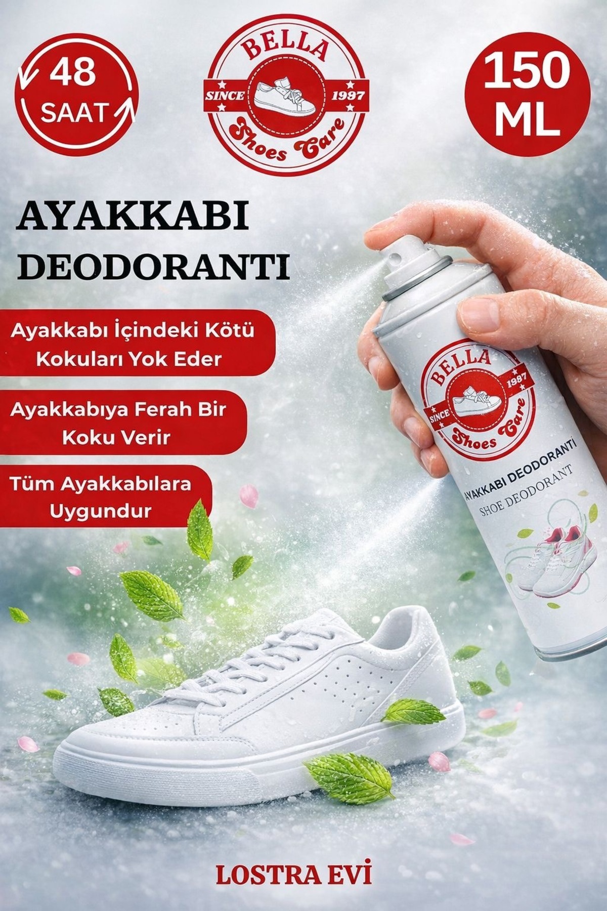 BSC SHOES CARE Bella Ayakkabı Deodorantı Koku Giderici Önleyici Sprey 150ml