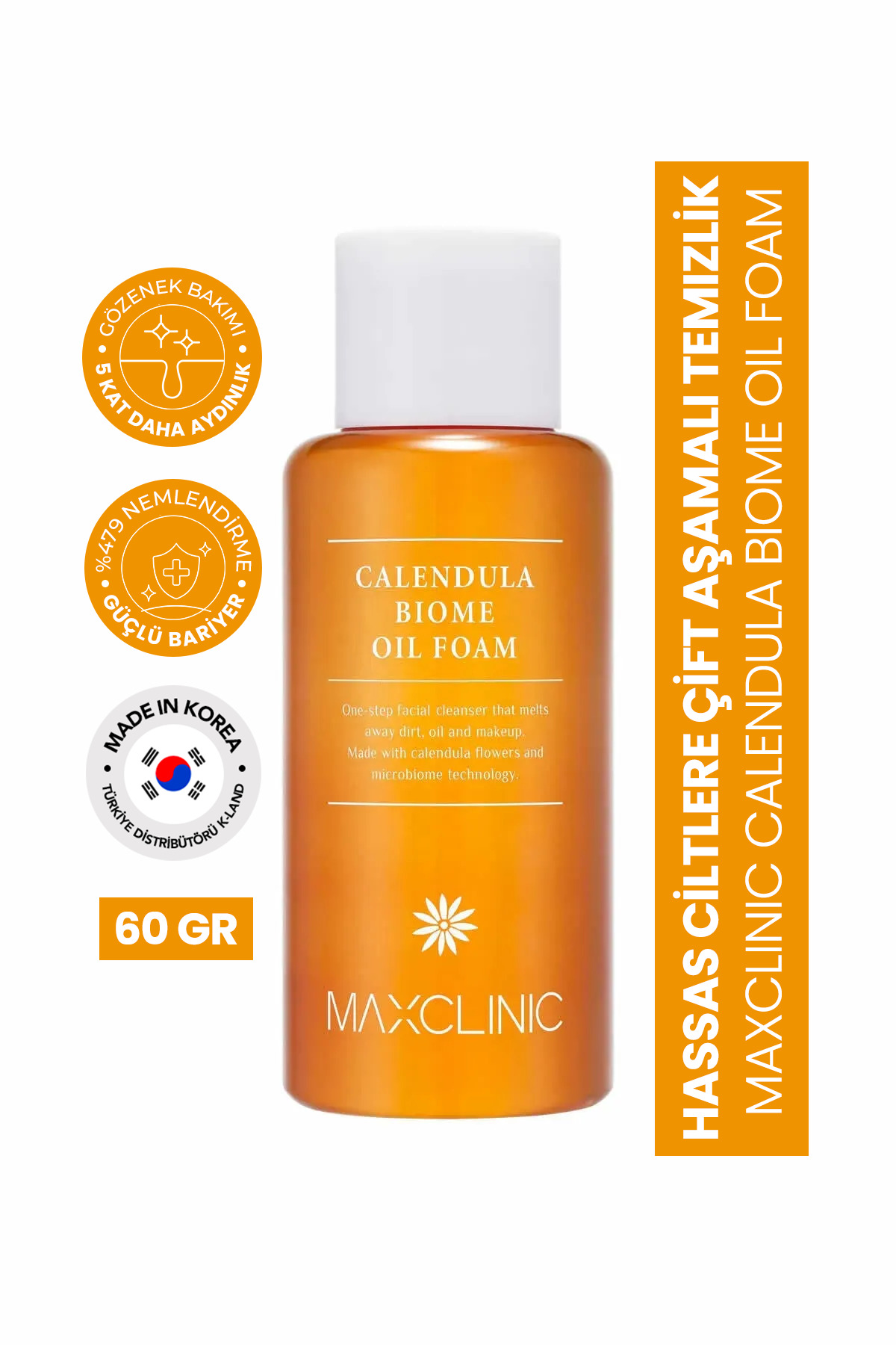 MAXCLINIC Hassas Ciltler Için Çift Aşamalı Temizlik Sağlayan Calendula Biome Oil Foam 60 gr