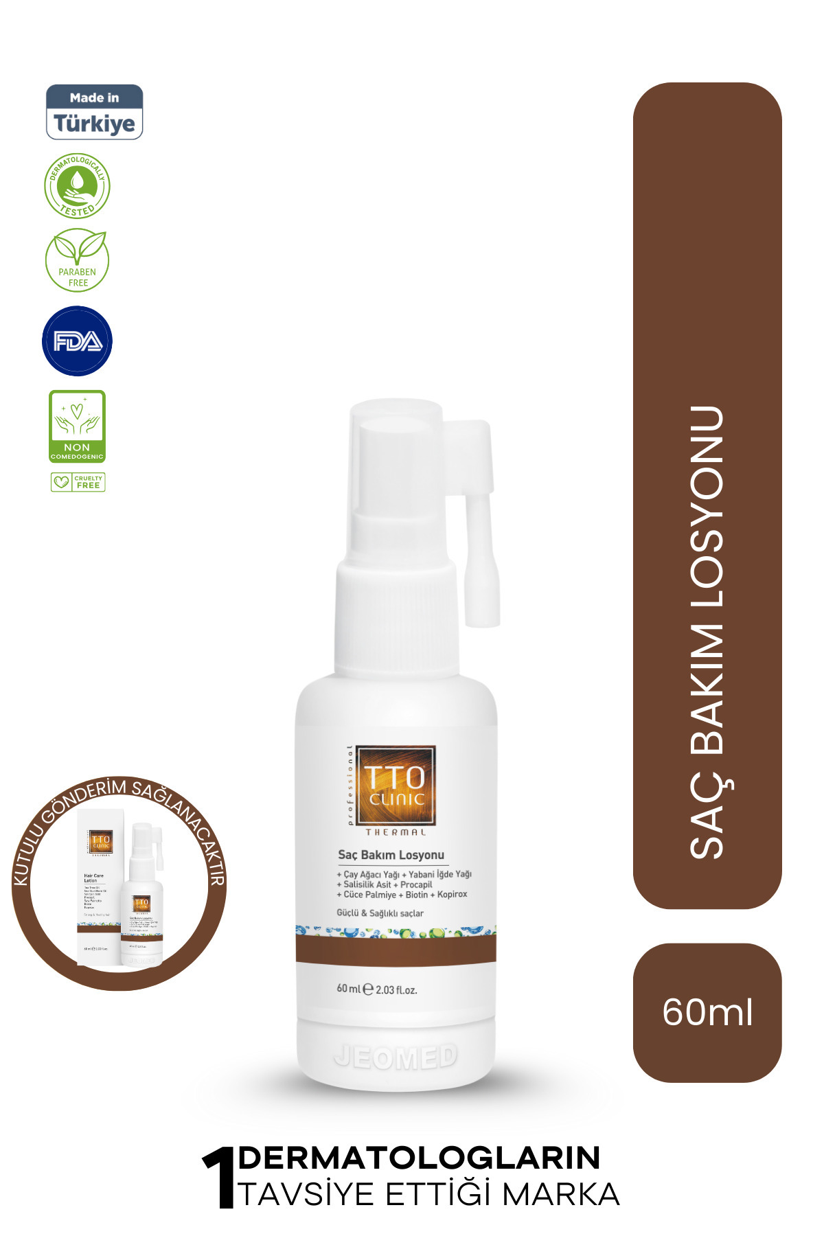 TTO Clinic Güçlendirici & Dökülme Karşıtı Saç Losyonu 60 ml (ÇAY AĞACI YAĞI / PROCAPİL / SAÇKIRAN)