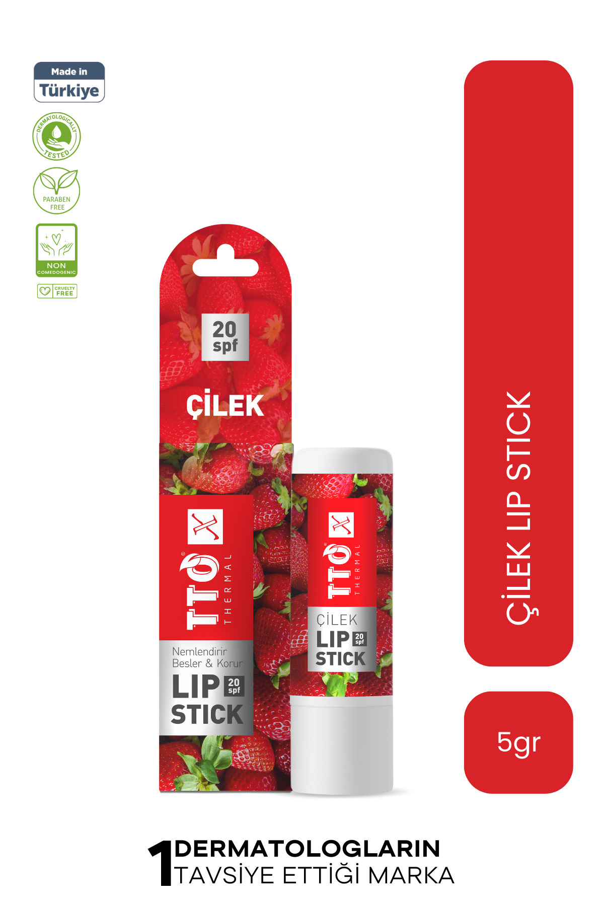TTO -X Çilek Aromalı SPF 20 Nemlendirici ve Koruyucu Lip Stick