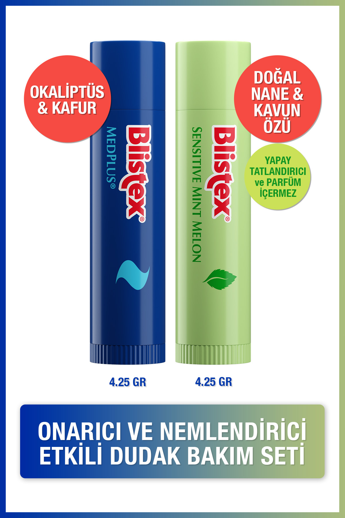 Blistex Medplus Stick 4,25gr Sensıtıve Mınt Melon Nemlendirci Kurtarıcı Dudak Bakım Kremi 4.25gr