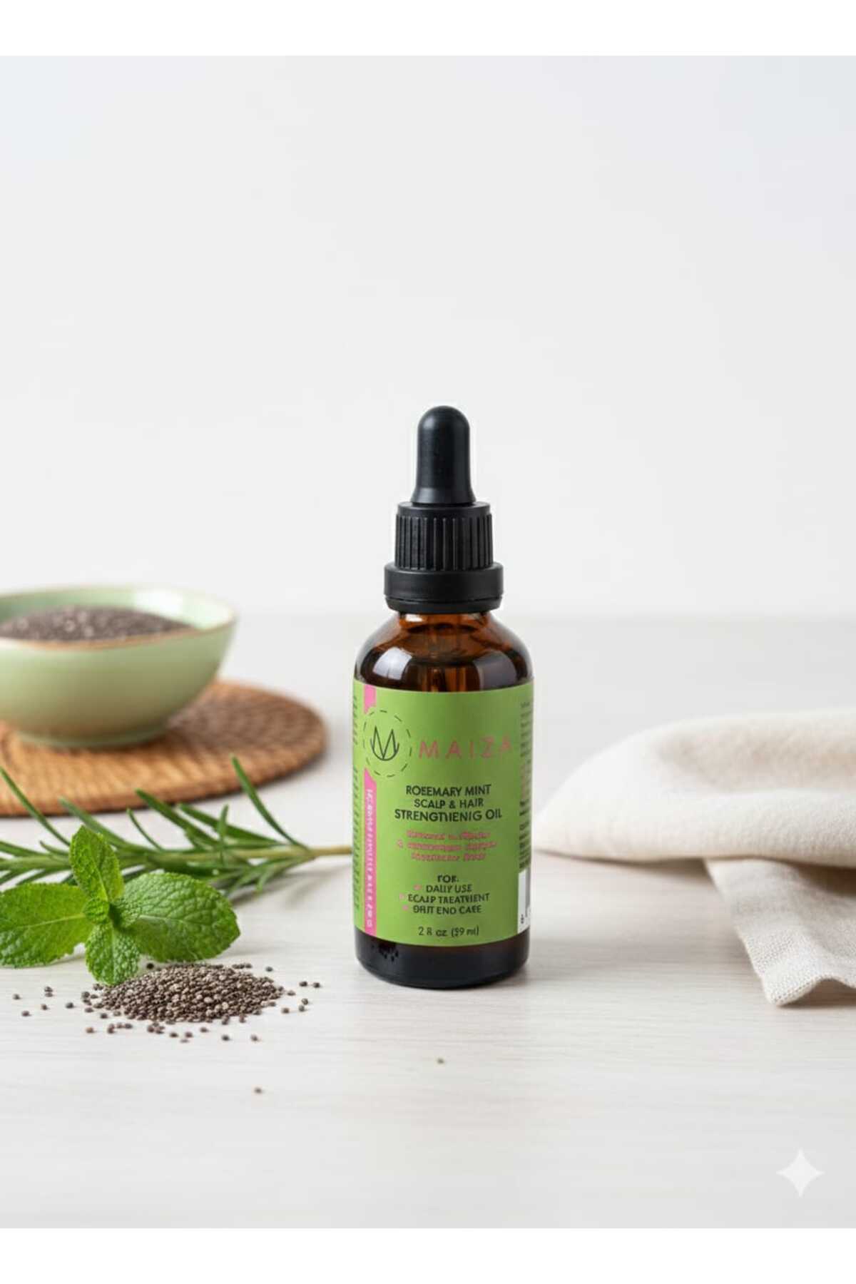 MAİZA Biberiye Nane Saç Derisi Saç Güçlendirici Yağ - Rosemary Mint Scalp & Hair Strengthening Oil 59 ml