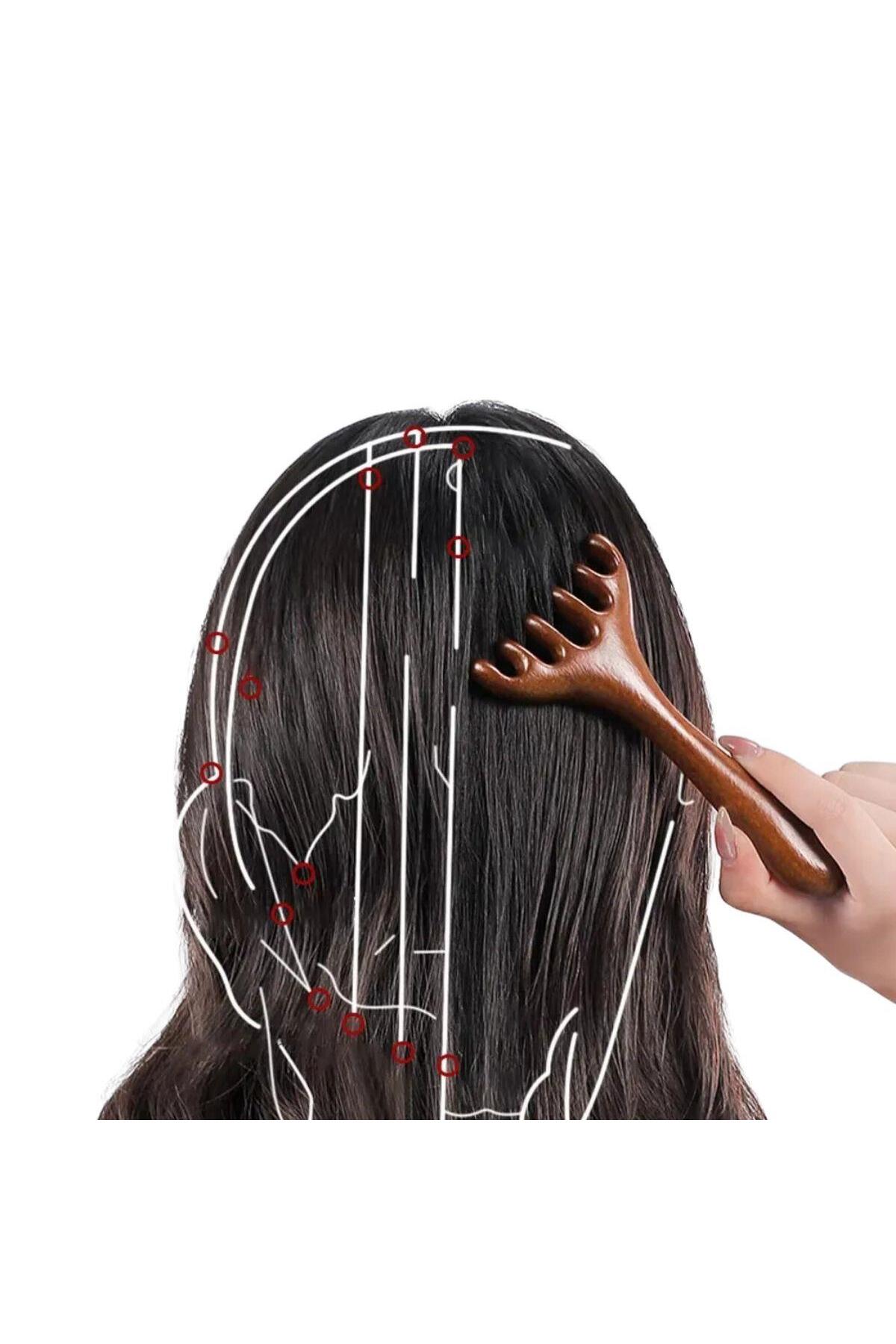 Naturachi Ahşap Sandal Ağacı Gugu Masaj Yüz Masaj Gua Sha Saç Tarağı Model 14