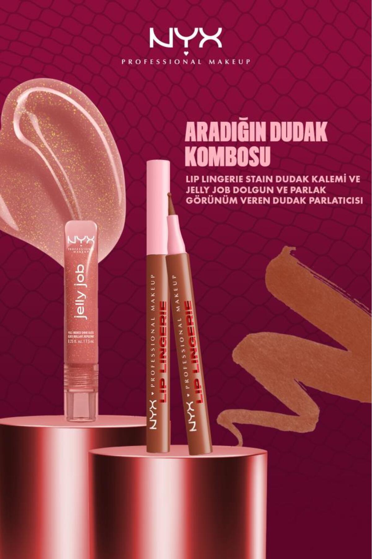 NYX Professional Makeup Jelly Job 05 It's Jelly Dudak Parlatıcı & Lip Lingerie 02 Dudak Kalemi, Lip Combo / Dudak Kombosu