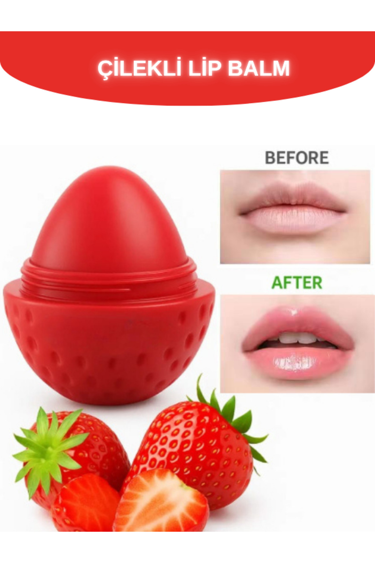 SheMask Lip Balm Dudak Balmı Nemlendirici Yoğun Nem Veren Besleyici Dudak Bakım Çilekli Doğal