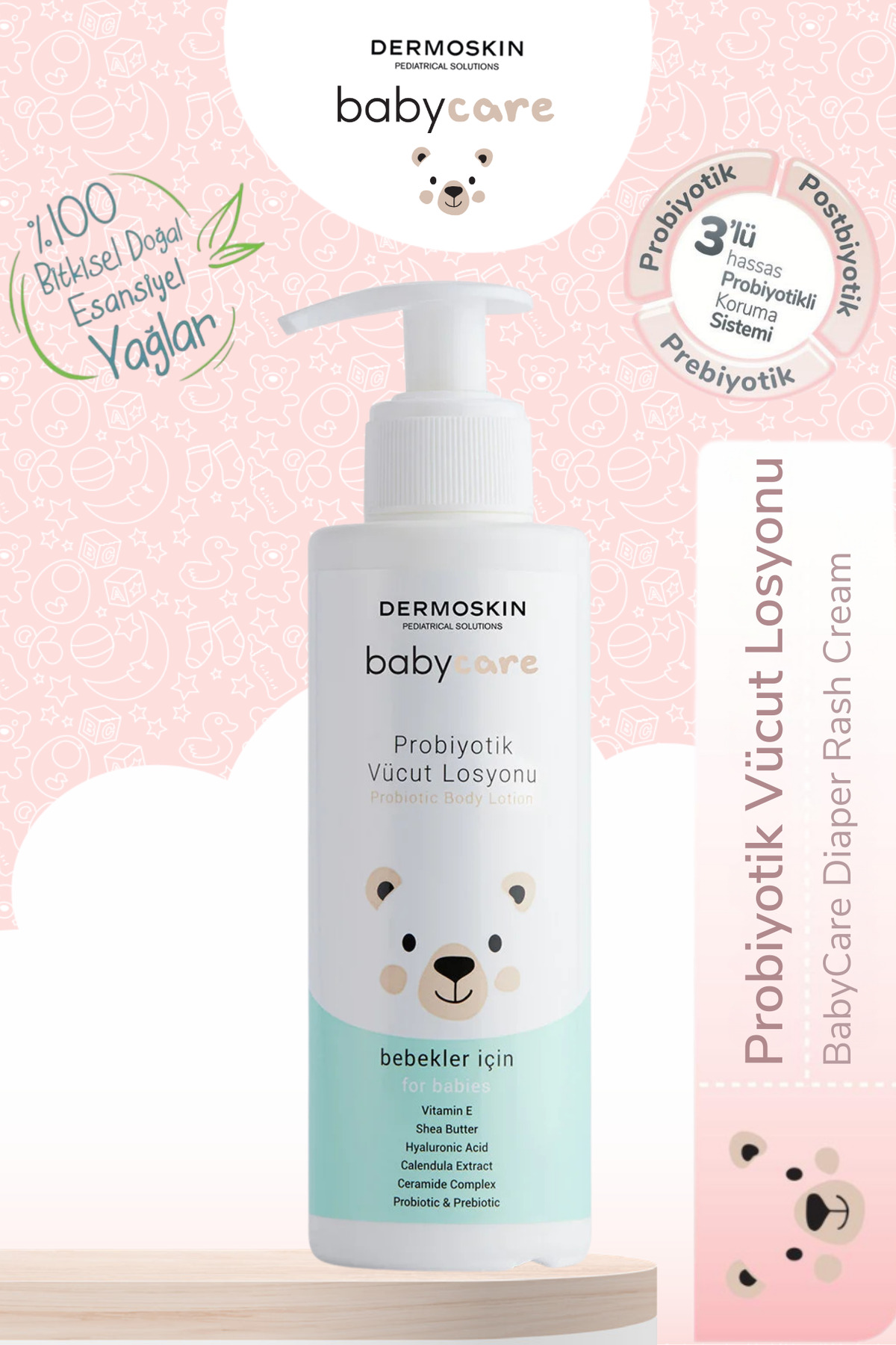 Dermoskin Babycare Probiyotik Vücut Losyonu | Bebek Vücut Nemlendirici Losyon | Hyaluronik Asit | 230 ml