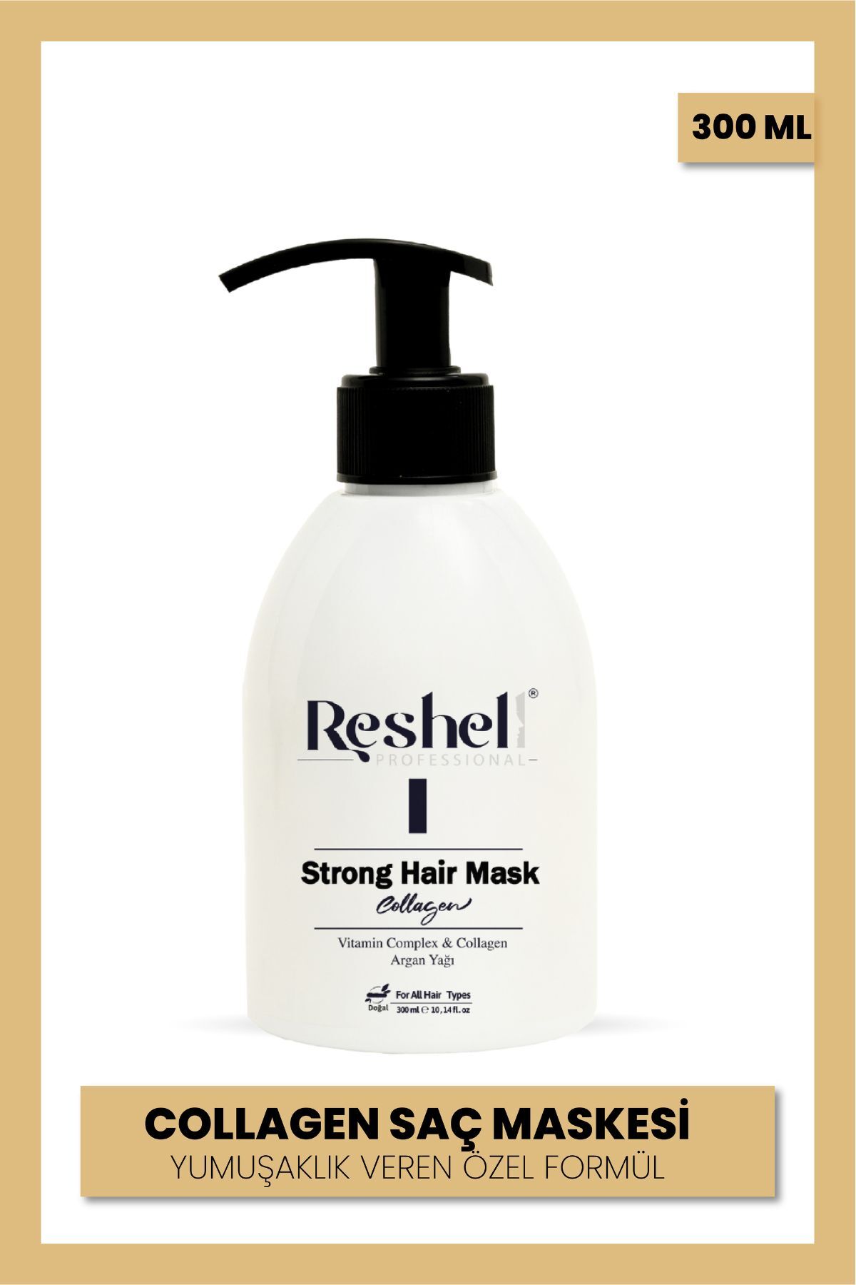 Reshell Kuru Yıpranmış Boyalı Saçlar Için Onarıcı Ve Besleyici Argan Yağlı Kolajen Saç Bakım Maskesi 300 ml