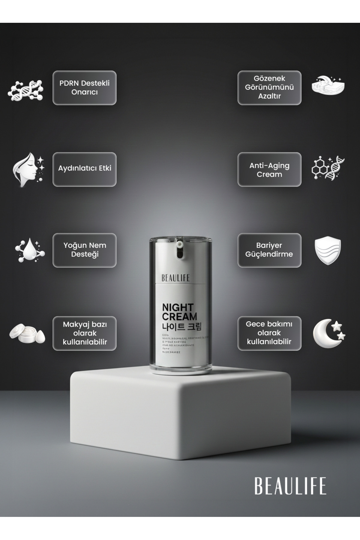 Beaulife Gece Bakım Kremi /PDRN Yoğun Onarıcı Gece Kremi 50 ml