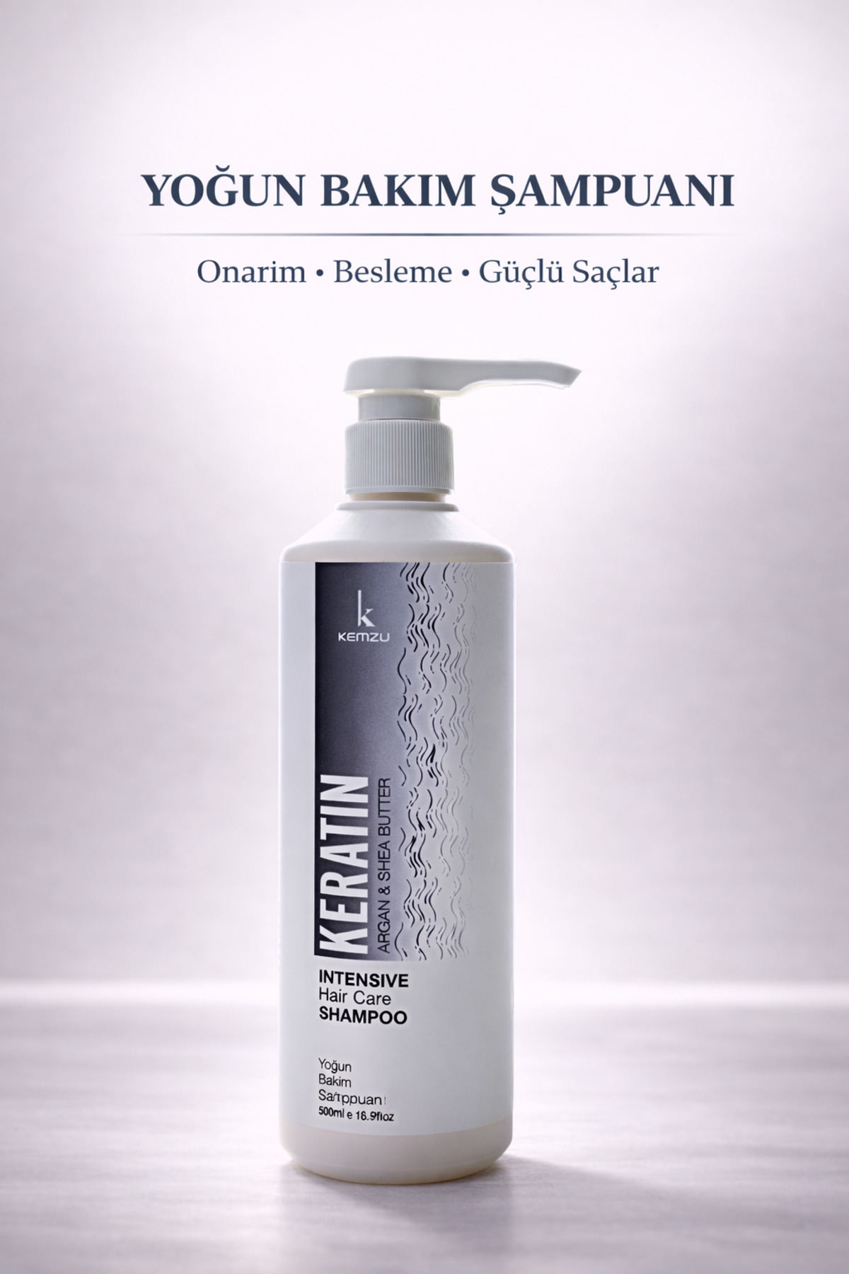 KEMZU Yoğun Bakım Şampuanı – Onarıcı & Besleyici Saç Bakımı | Keratin, Biotin ve Argan Yağlı