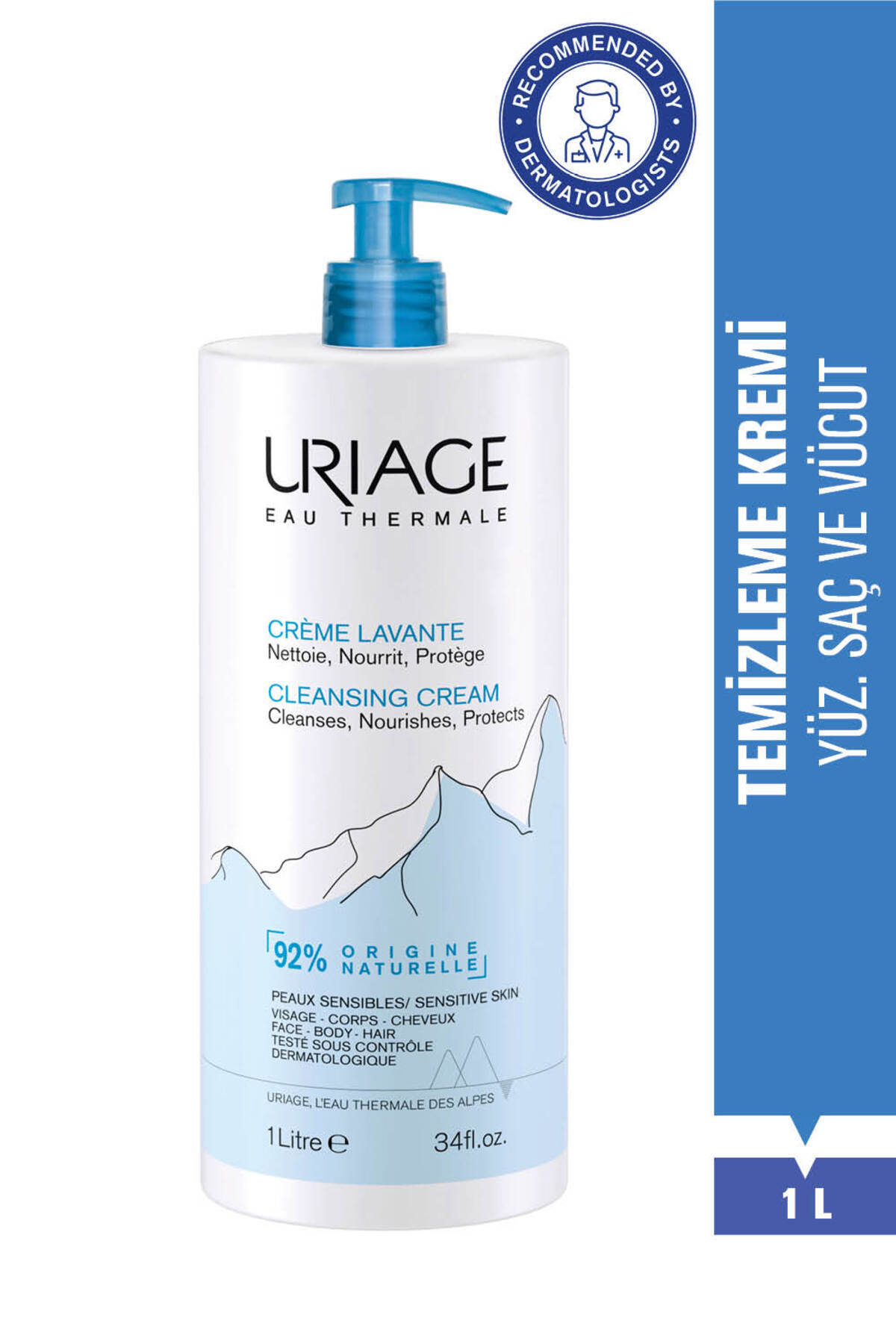Uriage HYGIENE Yüz, Vücut ve Saç Temizleme Kremi 1L