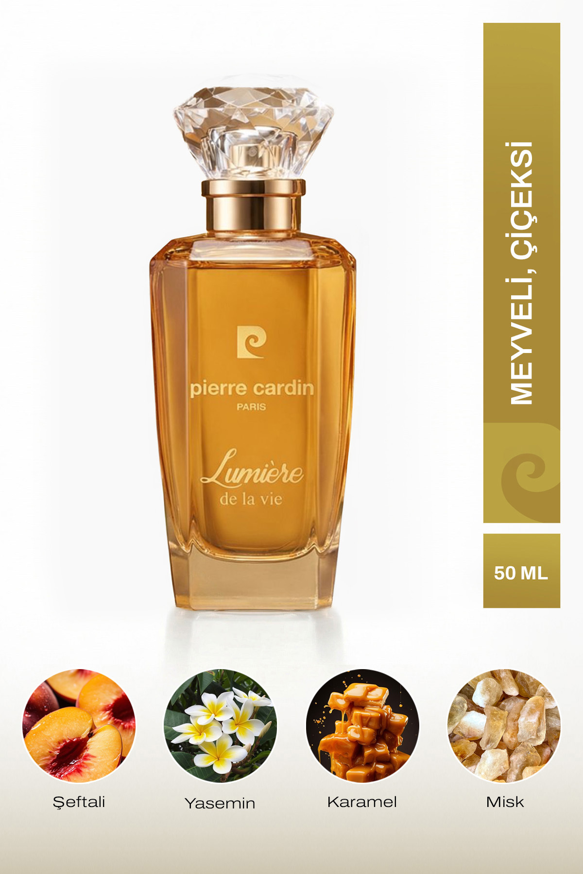 Pierre Cardin Lumiere EDP Kadın Parfüm 50 ml|Çiçeksi|Şeftali, Yasemin, Greyfurt, Portakal Çiçeği, Karamel, Misk
