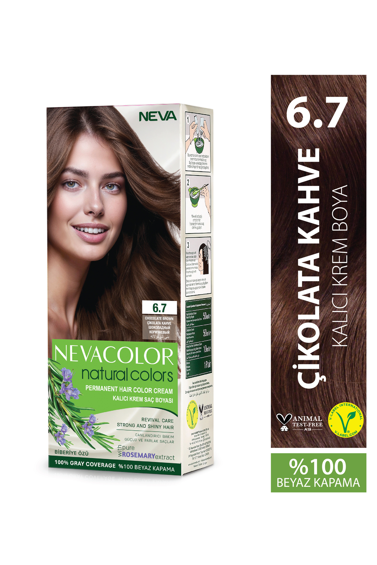 Neva Color Natural Colors 6.7 ÇİKOLATA KAHVE Kalıcı Krem Saç Boyası Seti