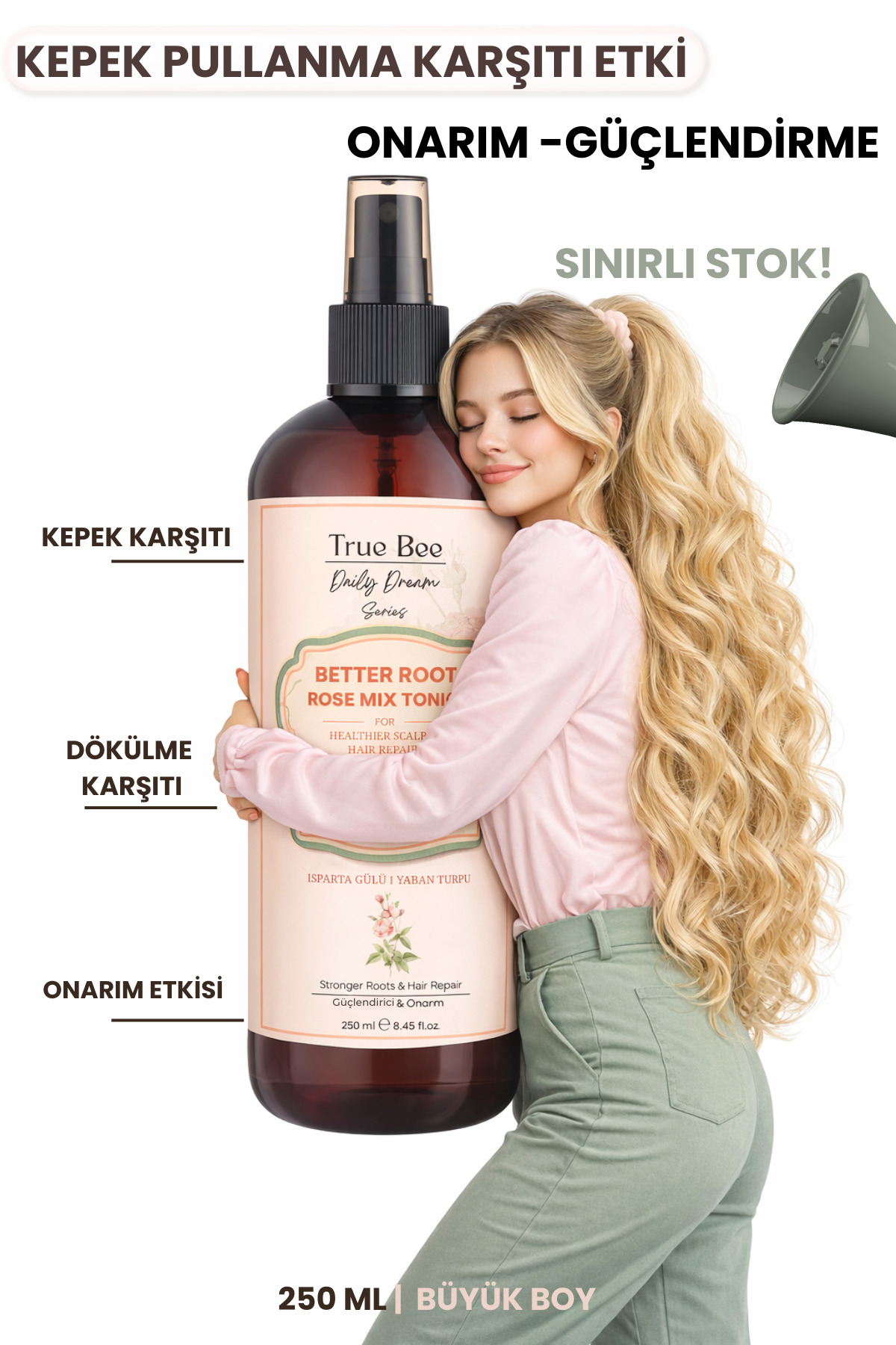 True Bee Daily Dream Series | Hızlı Uzama, Güçlendirme, Gürleştirme Etkili Gül Kompleks Saç Toniği 250 Ml