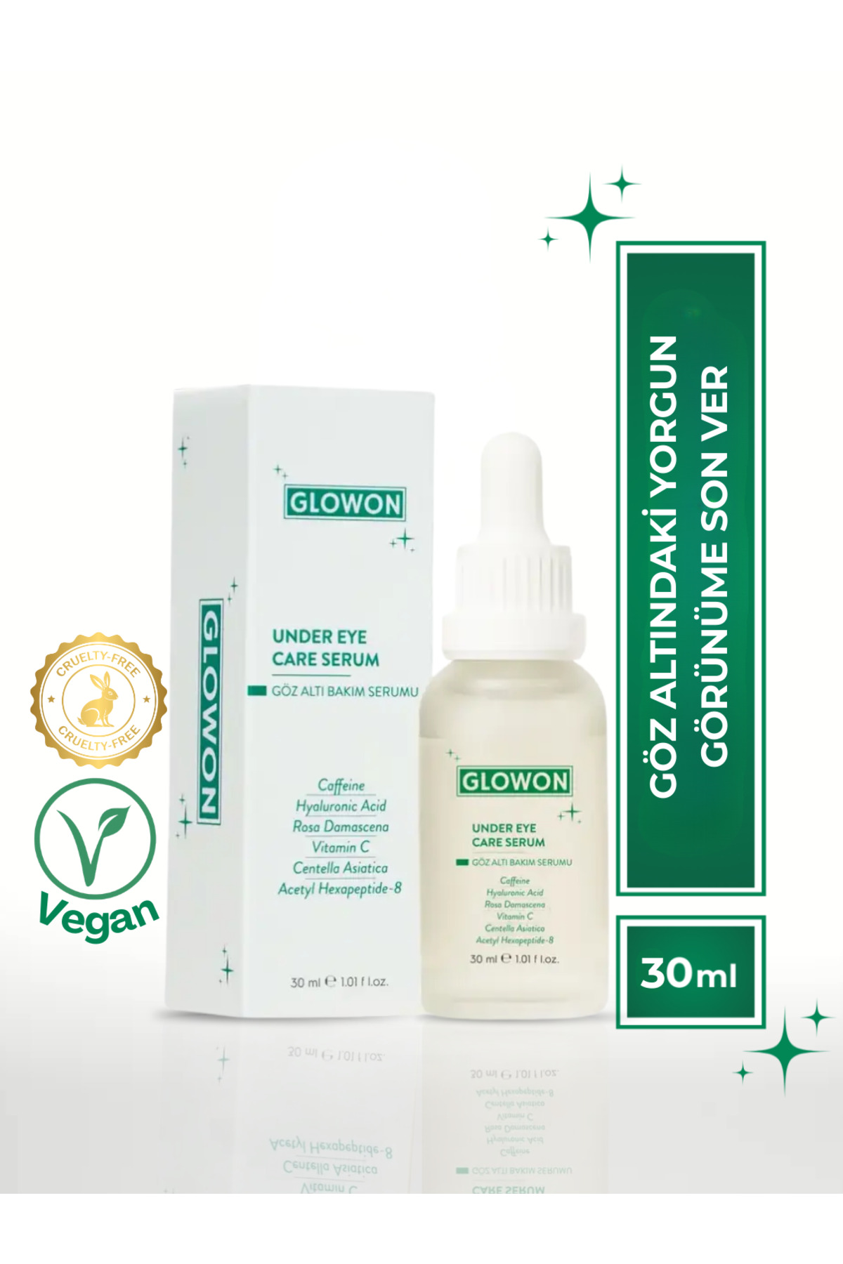 GLOWON Vegan İçerikli Hyalüronik Asit Ve Peptit Destekli Göz Altı Bakım Serumu 30 ml