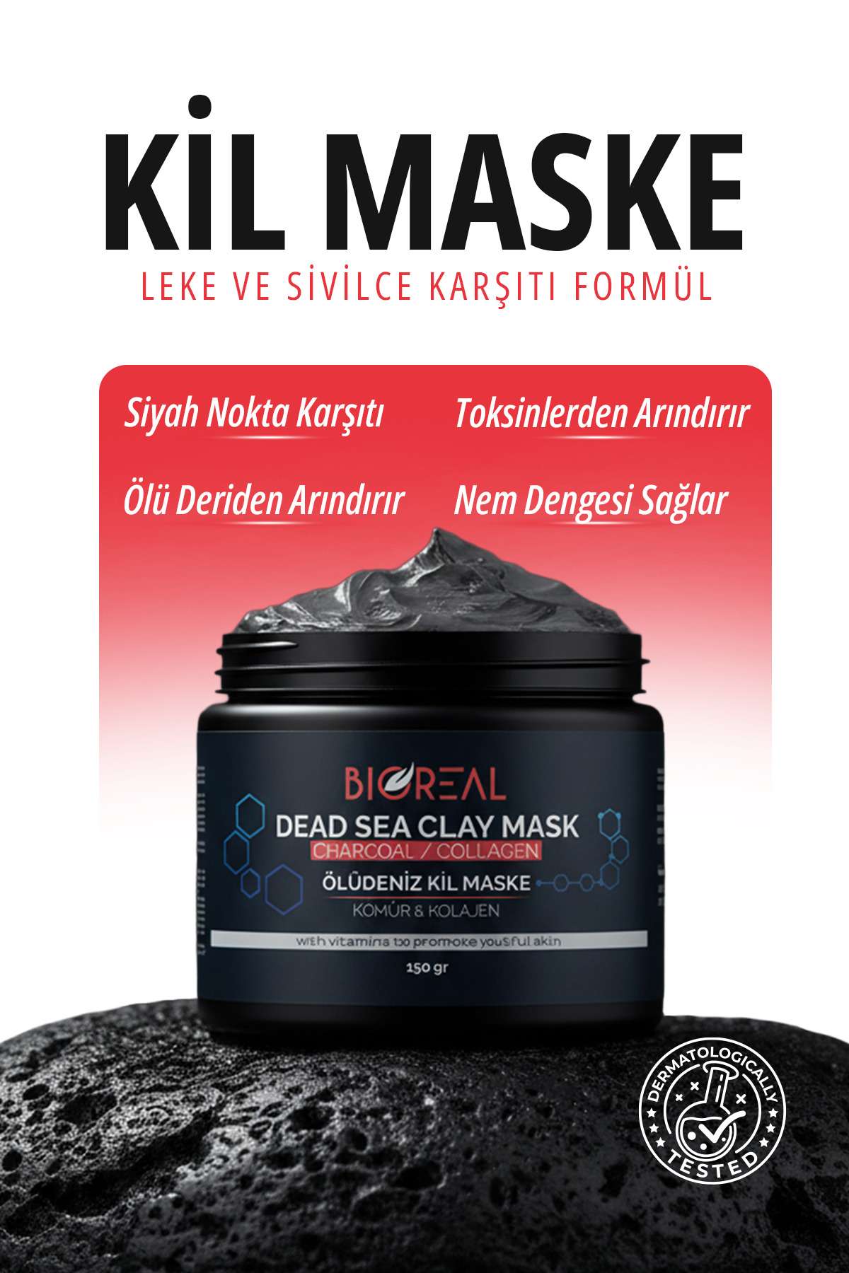 BİOREAL Collagen Kil Maskesi Leke, Sivilce Ve Siyah Nokta Giderici Yüz Maskesi 150gr