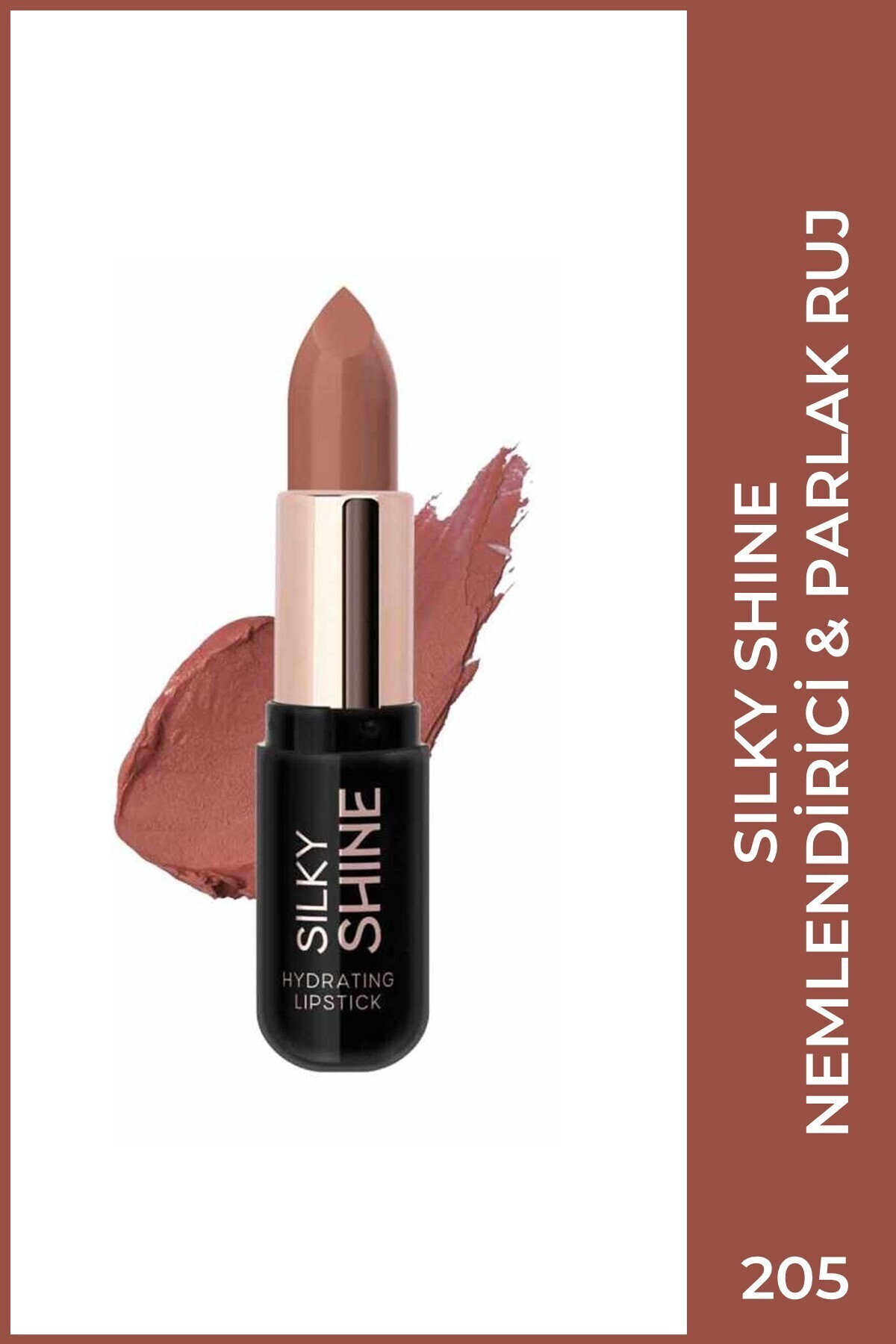 Golden Rose Silky Shine Hydrating Lipstick No:205 - Seramid ve Jojoba Yağlı Nemlendirici Ruj