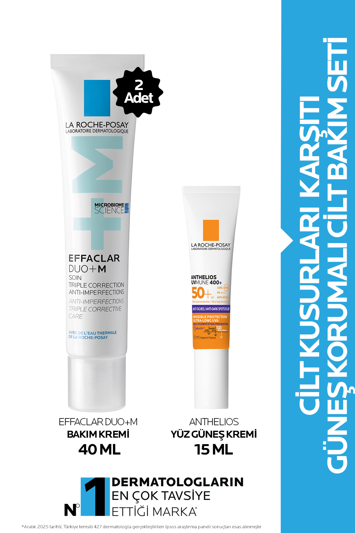 La Roche Posay Cilt Kusurları Karşıtı Güneş Korumalı Cilt Bakım Seti: Effaclar Duo(+)M 40 mlX2 & Anthelios 15ml