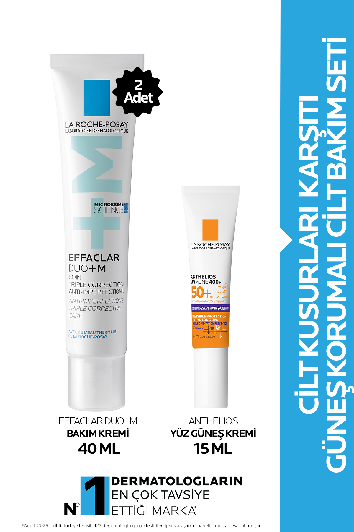 La Roche Posay Cilt Kusurları Karşıtı Güneş Korumalı Cilt Bakım Seti: Effaclar Duo(+)M 40 mlX2 & Anthelios 15ml