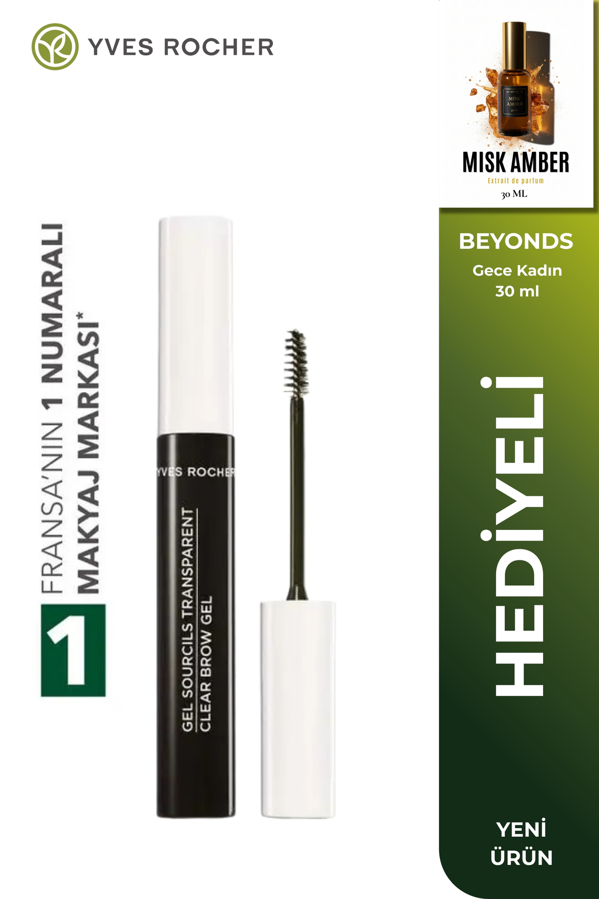 Yves Rocher 48 Saat kalıcı Fiber Fırçalı Kaş Sabitleyici Maskara 4 ml Doğal Görünüm ŞEFFAF