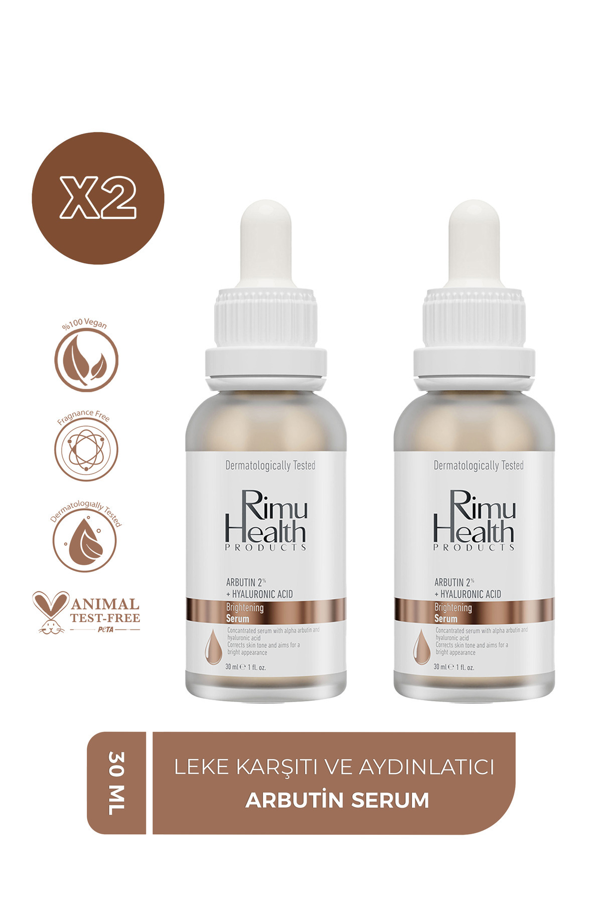 Rimu Health Products Leke Karşıtı, Cilt Tonu Eşitleyici Ve Aydınlatıcı Arbutin Serum 2 li Fırsat Paketi