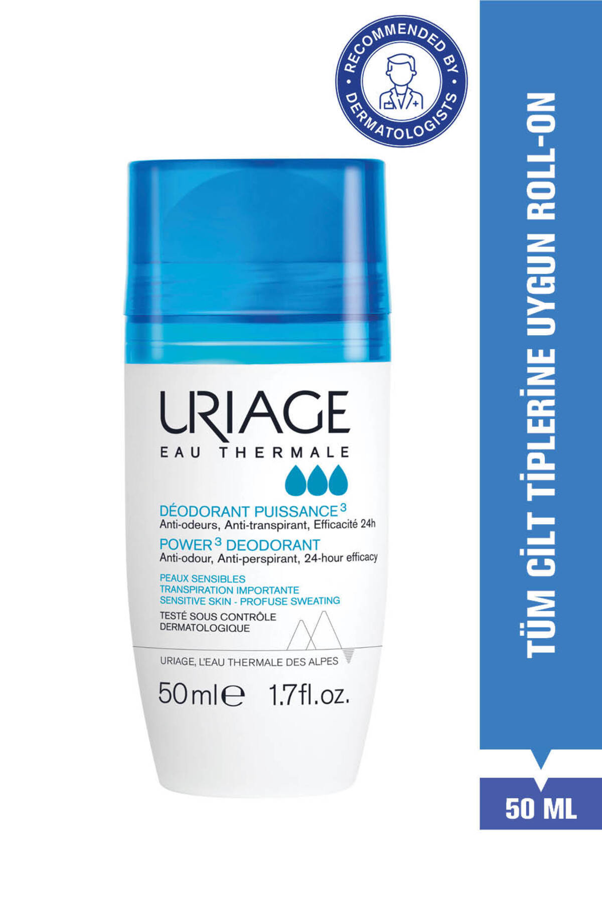 Uriage Power3 Deodorant 24h - Erkekler Için Alkolsüz Roll-on Ve Stick Deodorant 50 Ml