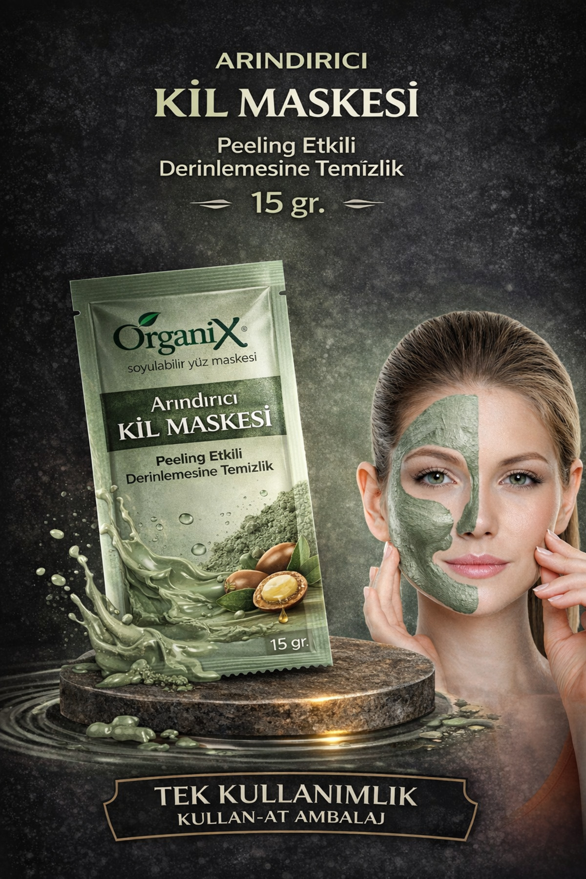 Organix Arındırıcı Kil Maskesi | Peeling Effective Kil Mask | Peeling Etkili Derinlemesine Temizlik 15 ml