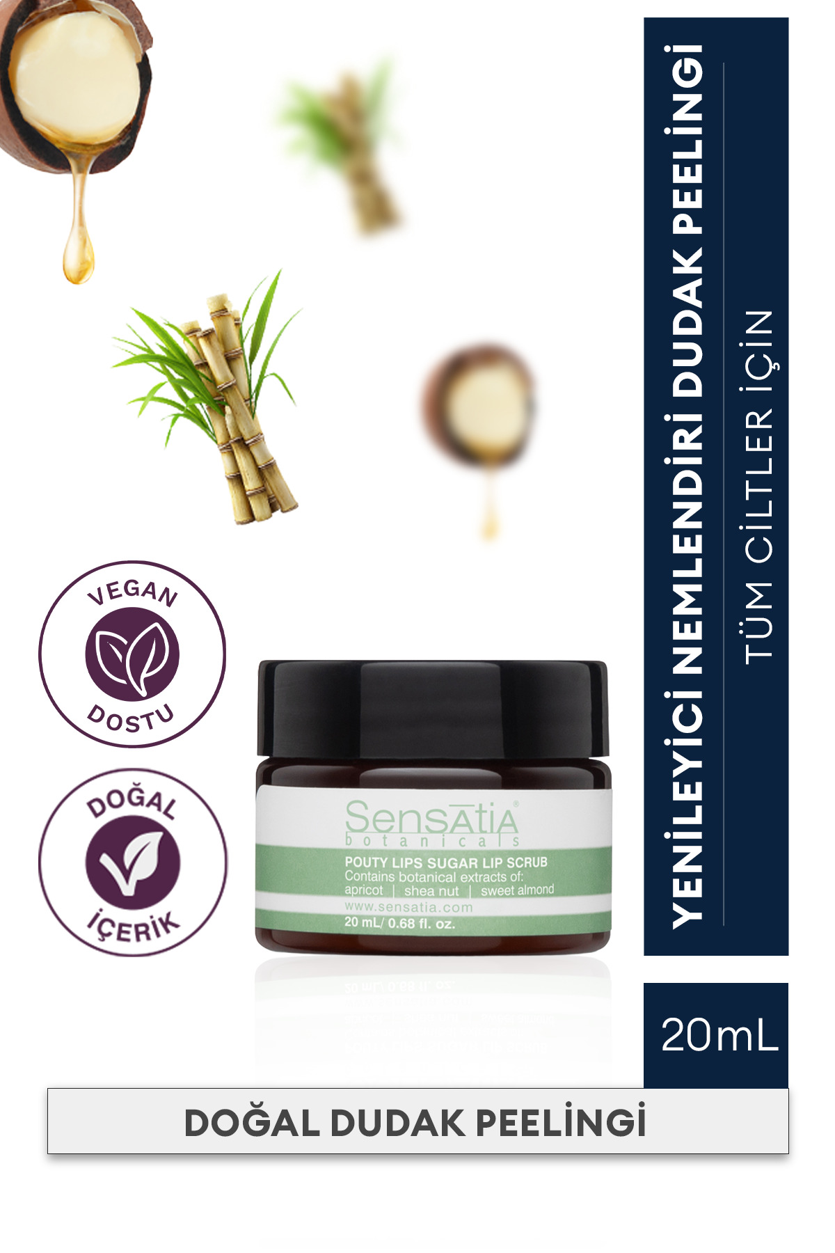 Nemlendirici Doğal Dudak Peeling 20ml - %100 Doğal Onarıcı ve Canlandırıcı