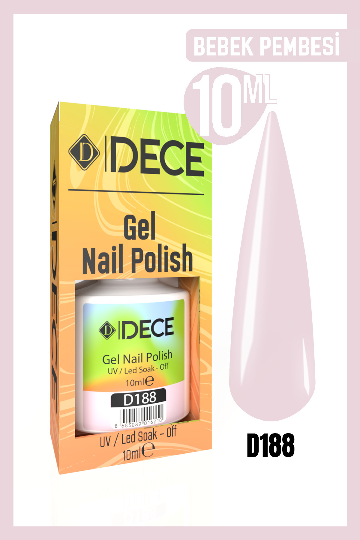 d dece Dece Kalıcı Oje UV LED D188 (PEMBE SERİSİ) 10ml