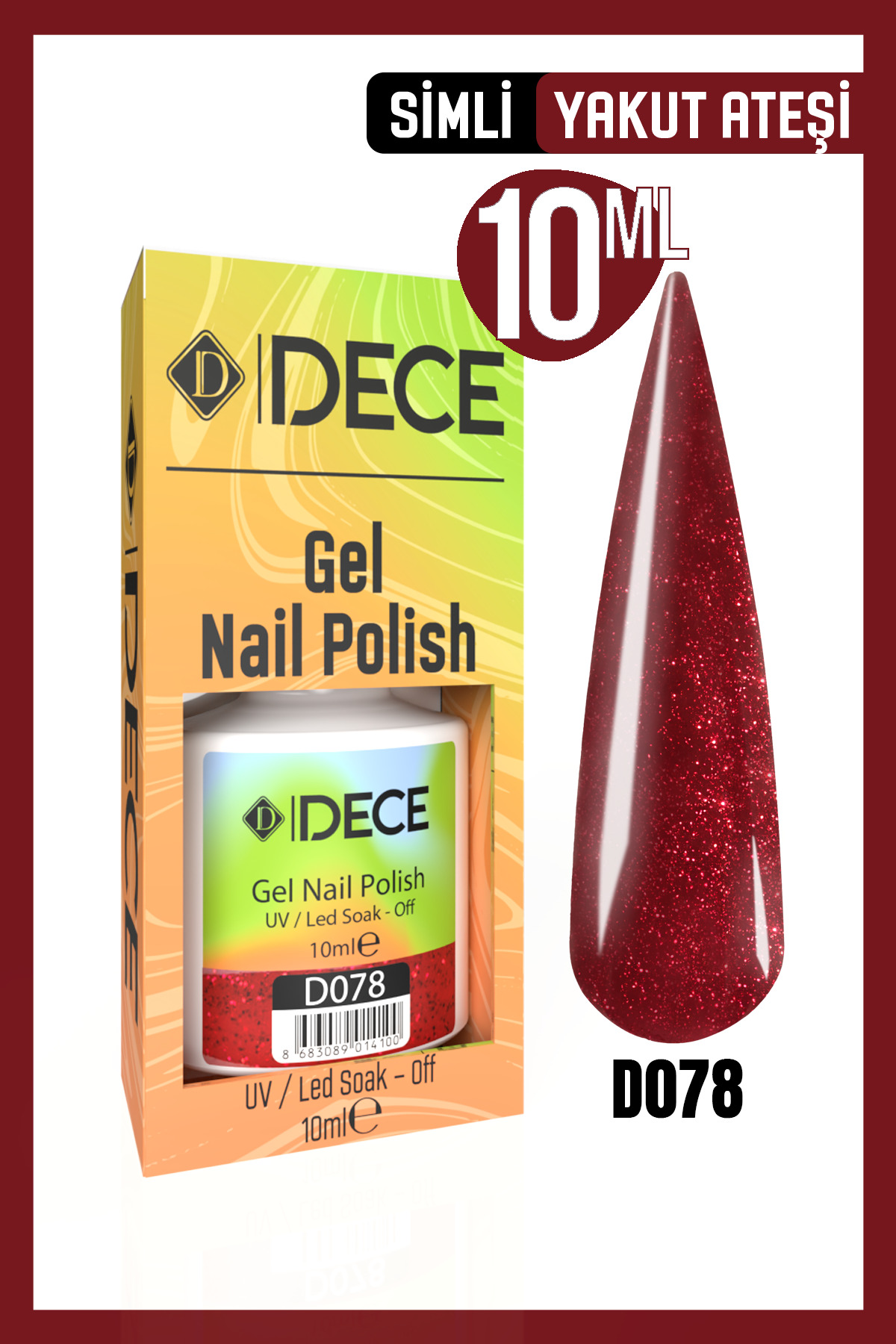d dece Kalıcı Oje UV LED D078 (SİMLİ SERİ) 10ml