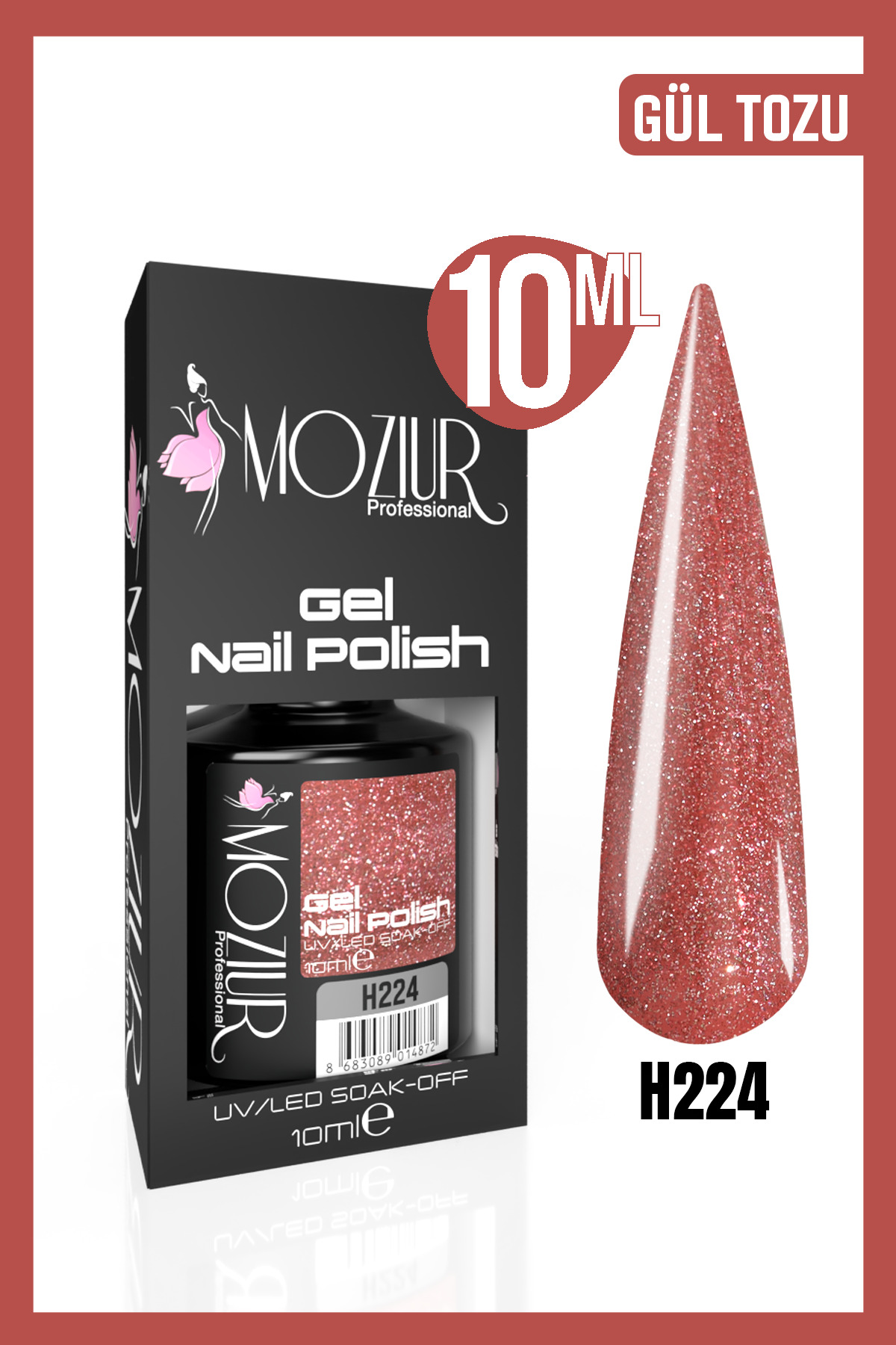 MOZIUR Kalıcı Oje Uv Led H224 (IŞILTI SERİSİ) 10ml