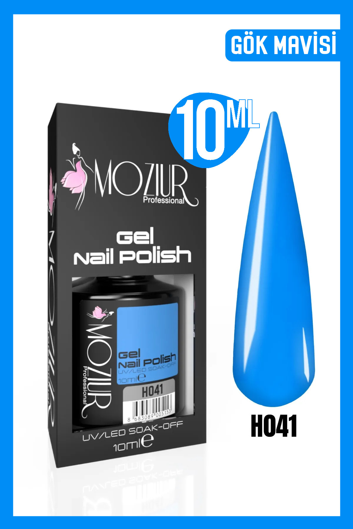 MOZIUR Kalıcı Oje Uv Led H041 (MAVİ SERİSİ) 10ml