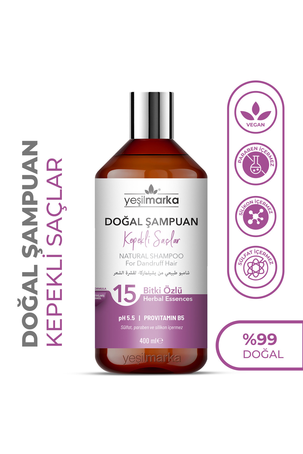 yeşilmarka Kepek Önleyici - Kepeğe Karşı Etkili - Kepekli Saçlar Için Kepek Karşıtı Doğal Şampuan 400 ml
